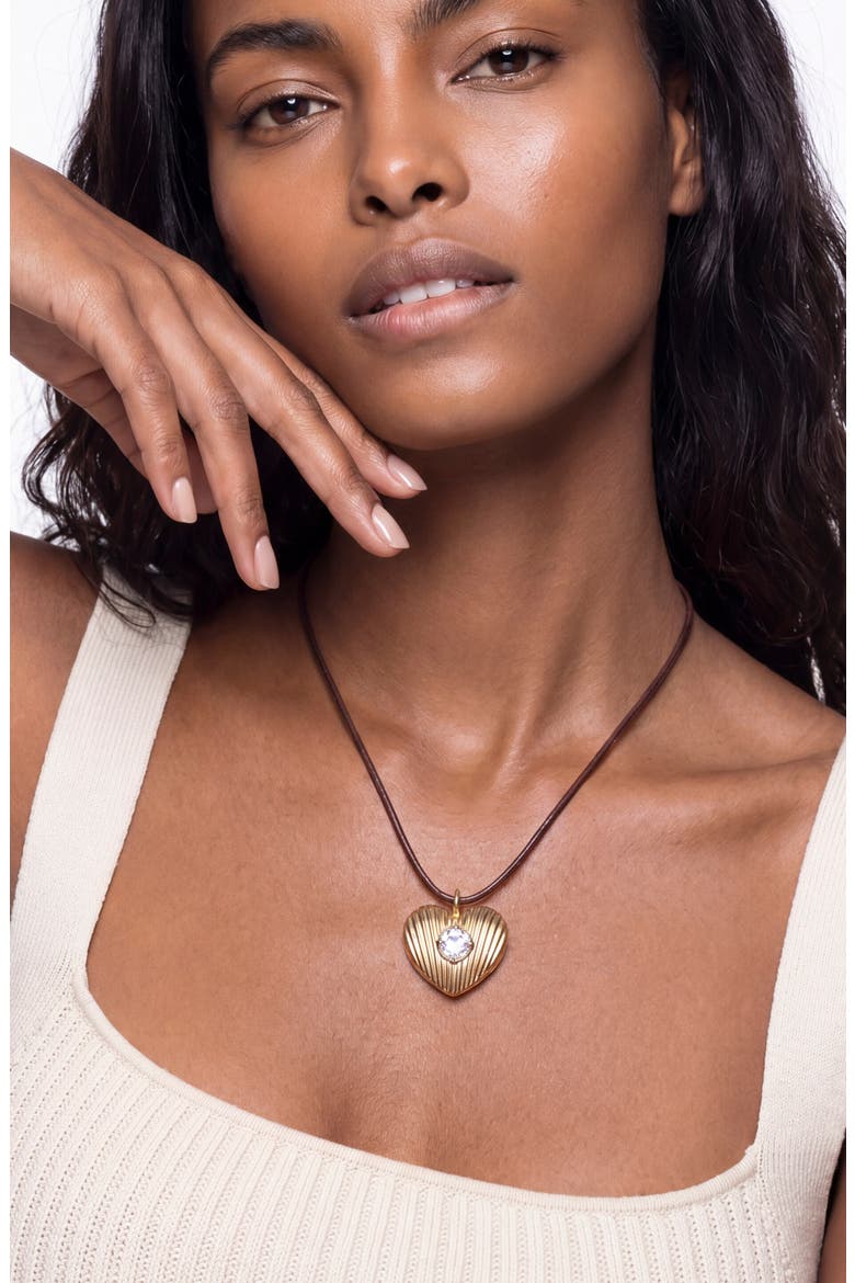 Heart Pendant Cord Necklace, Alternate, color, CLEAR