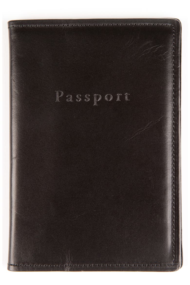 Leather Passport Case, Main, color, BROMPTON BLACK