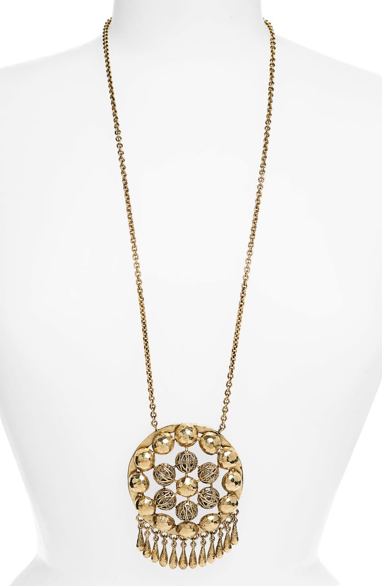 Saint Laurent Charmed Talisman Long Pendant Necklace, Main, color, 