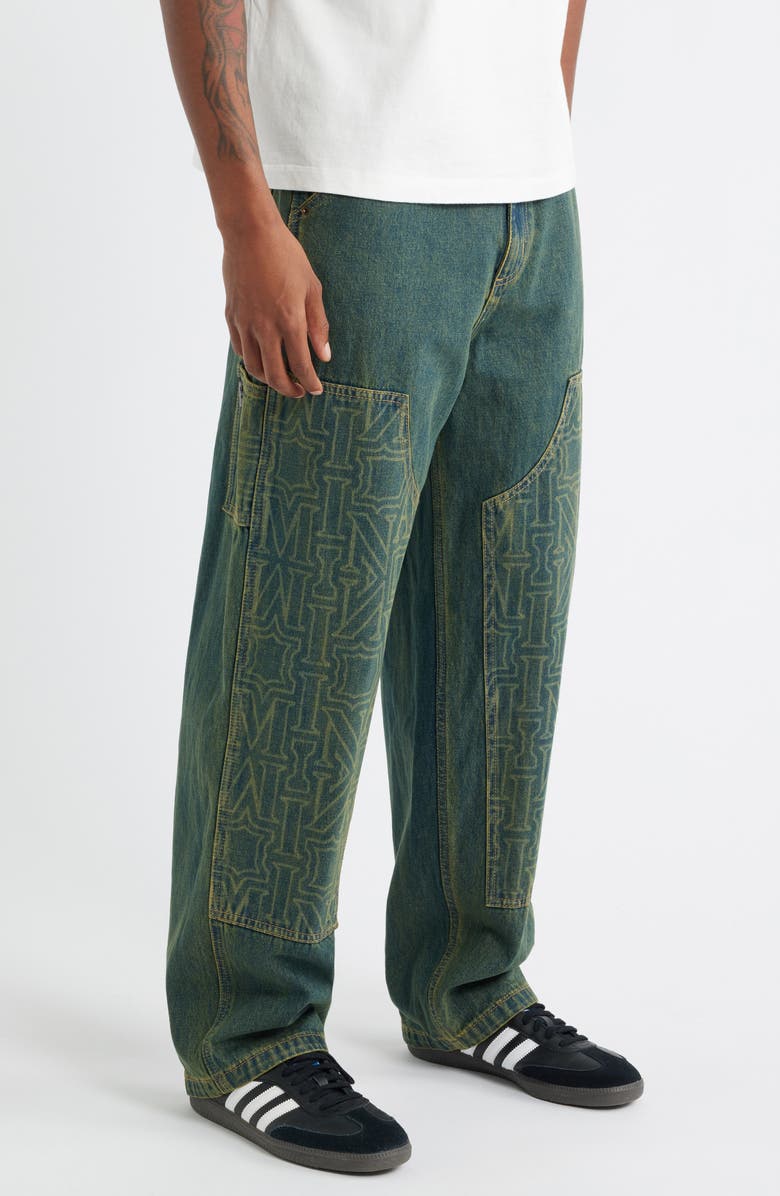 CRIMINAL DAMAGE Berkeley Monogram Double Knee Denim Carpenter Pants, Alternate, color, Dirty Blue