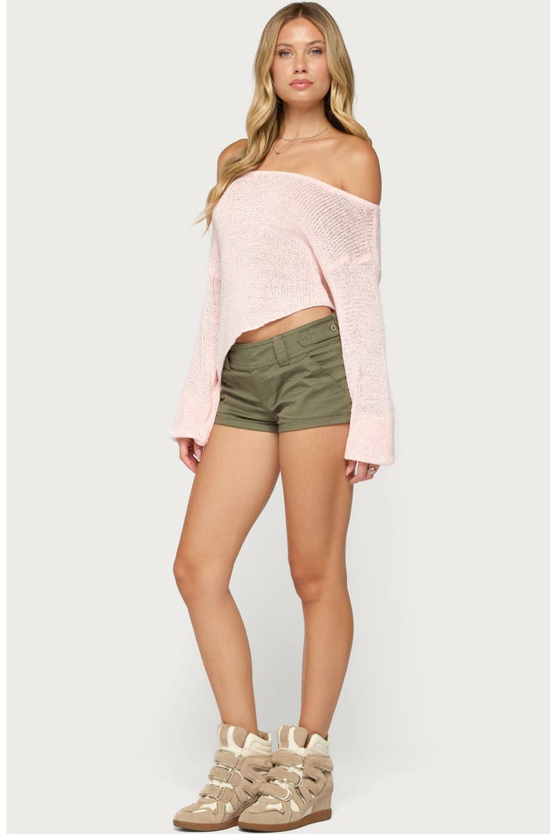 Deja Off the Shoulder Asymmetric Sweater, Alternate, color, LIGHT-PINK