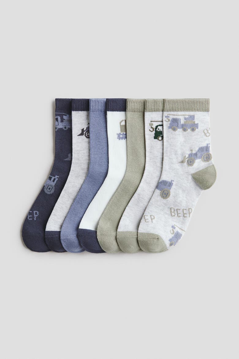 7-pack Socks, Main, color, Light gray melange/vehicles