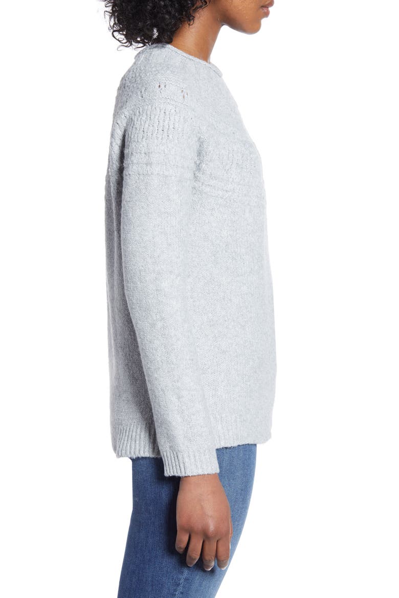 Stitch Detail Pullover, Alternate, color, GREY HEATHER