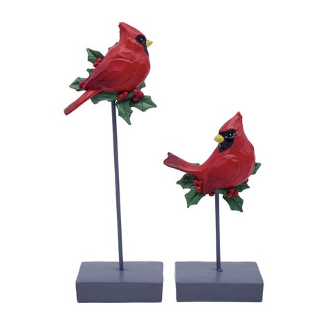Set of 2 Cardinal Figurines for Christmas Tabletop Decor