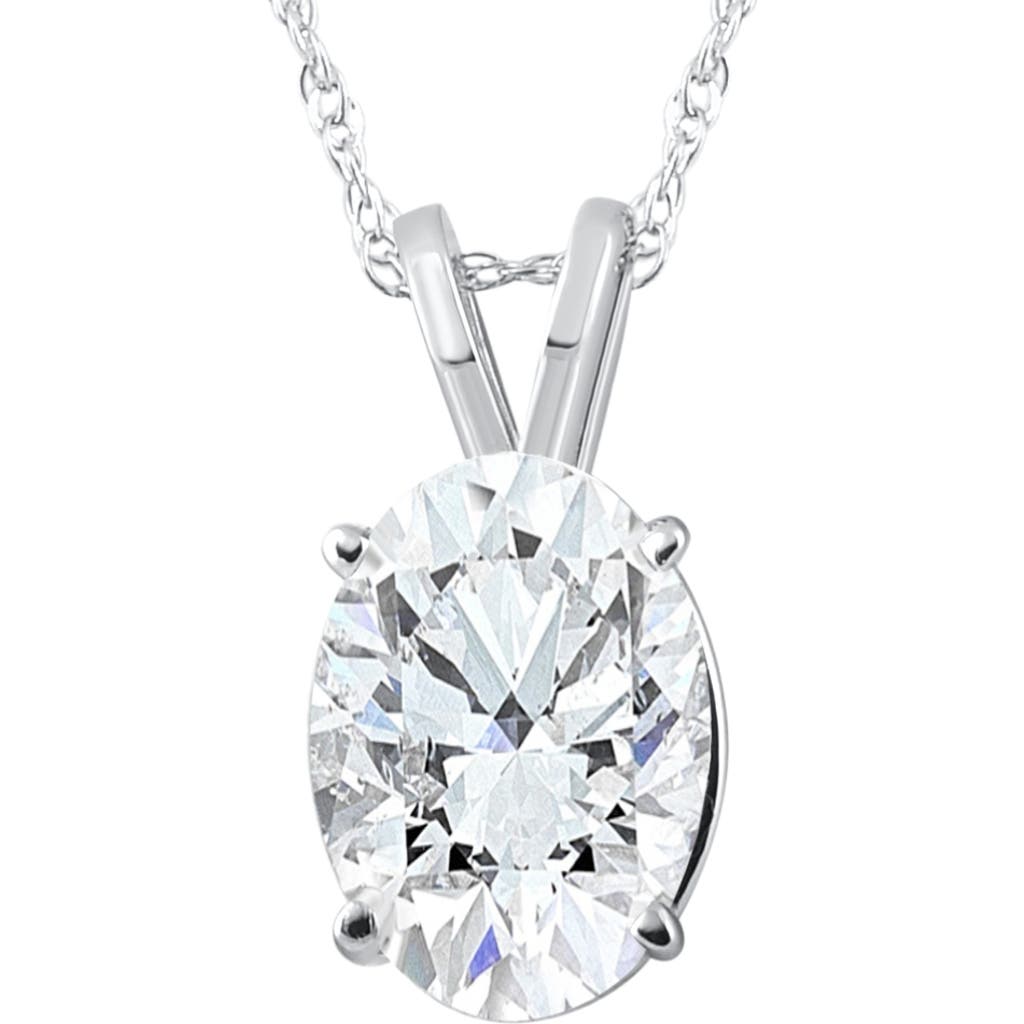 Bliss Diamond Certified 3ct Oval Diamond Solitaire Certified Lab Grown Diamond Pendant Necklace In 14k White Gold