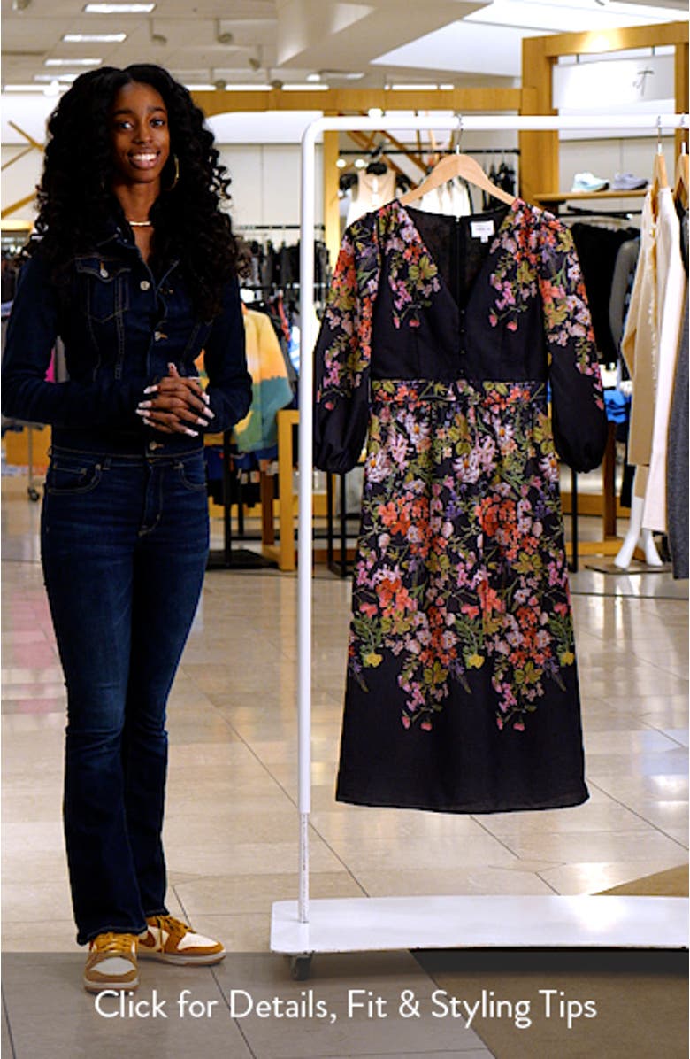 Tessa Floral Print Balloon Sleeve Midi Dress, sales video thumbnail