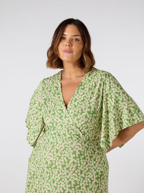 Live Unlimited Jersey Angel Sleeve Wrap Dress In Brown