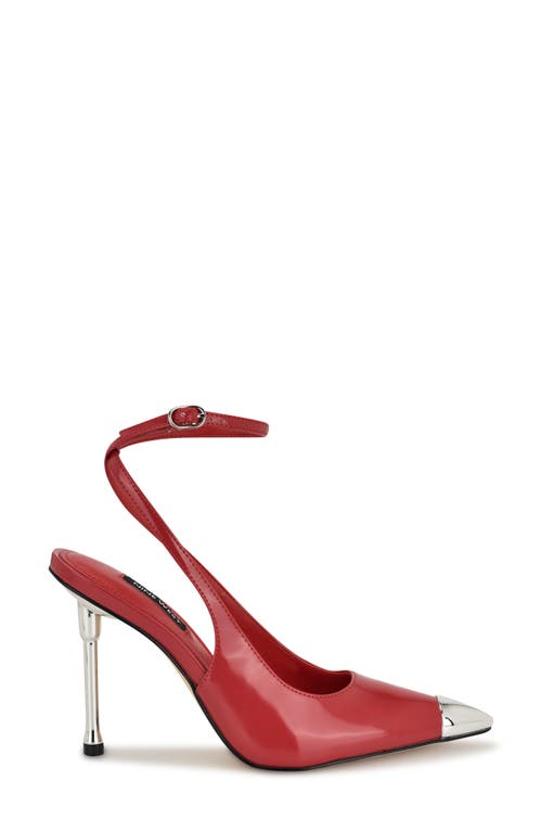 Nine West Monroh Pointed Cap Toe Pump In Medium Red