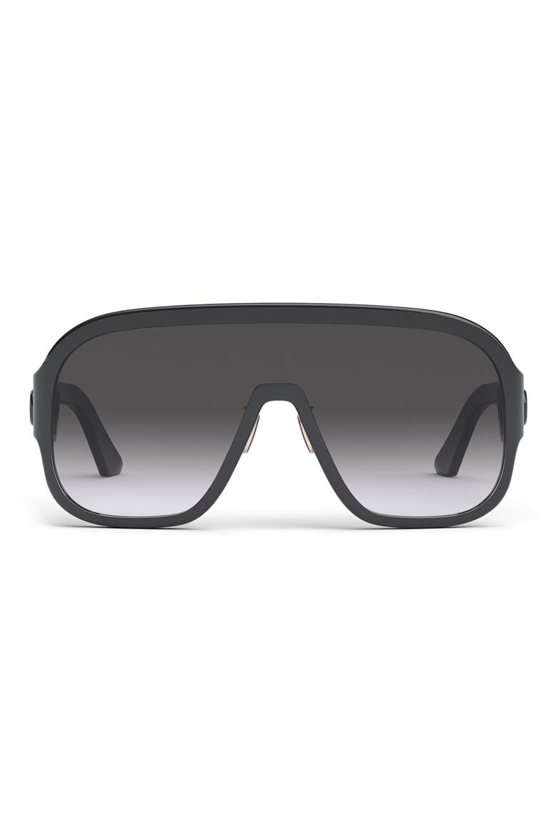 'DiorBobbySport M1U 00mm Shield Sunglasses, Main, color, SHINY BLACK / GRADIENT SMOKE