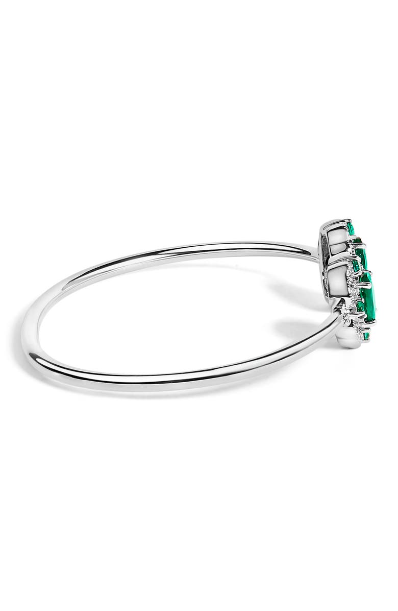 Haus of Brilliance Sterling Silver White Topaz and Green Emerald Floral Bangle Bracelet, Alternate, color, Silver