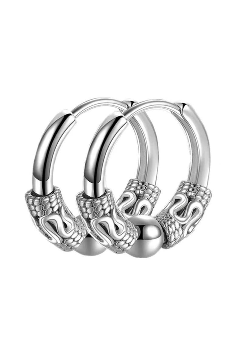 Stainless Steel Snake Wrapped Huggie Hoop Earrings, Alternate, color, SILVER