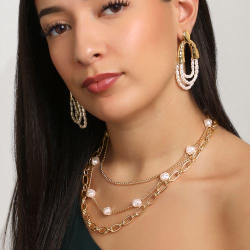 Bcbg Layered Pearl Drop Chain Necklace In Gold