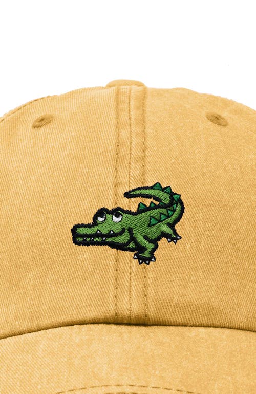 Dalix Alligator Embroidered Wildlife Cap In Washed Gold