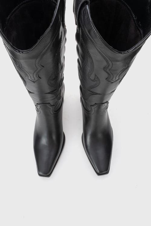 Forever & Always Shoes Pietro Leather Western Knee High Boot In Black