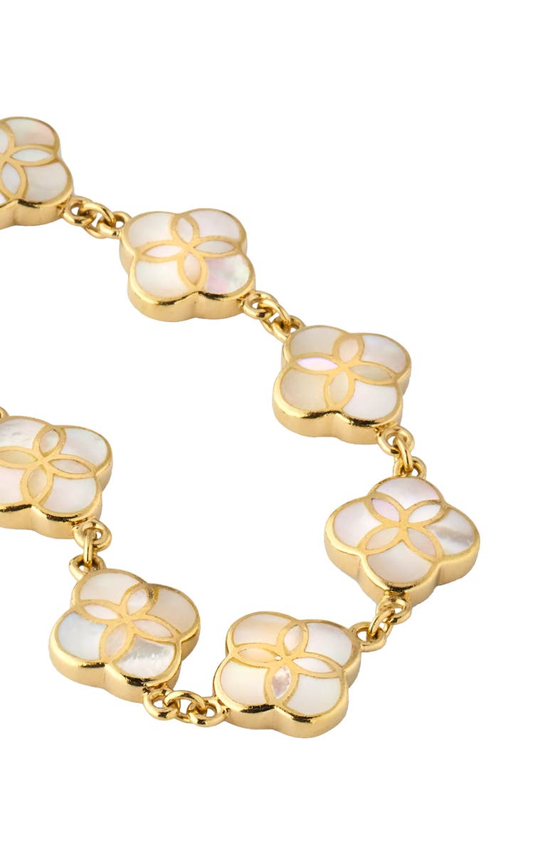 Jan Leslie Sterling With 18K Gold Overlay And Gemstones All Over Petal Bracelet, Alternate, color, White