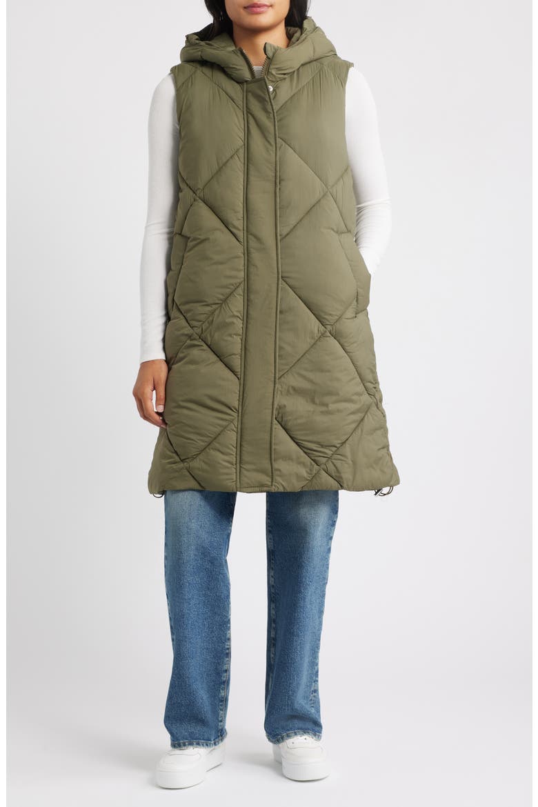 Quilted Hooded Puffer Vest, Alternate, color, LODEN