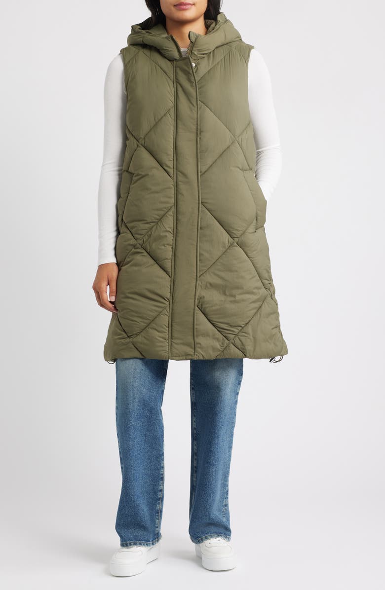 Sam Edelman Quilted Hooded Puffer Vest, Alternate, color, Loden