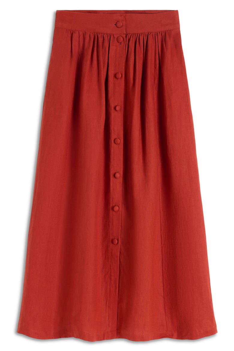 Emma Linen Maxi Skirt, Alternate, color, BURNT HENNA