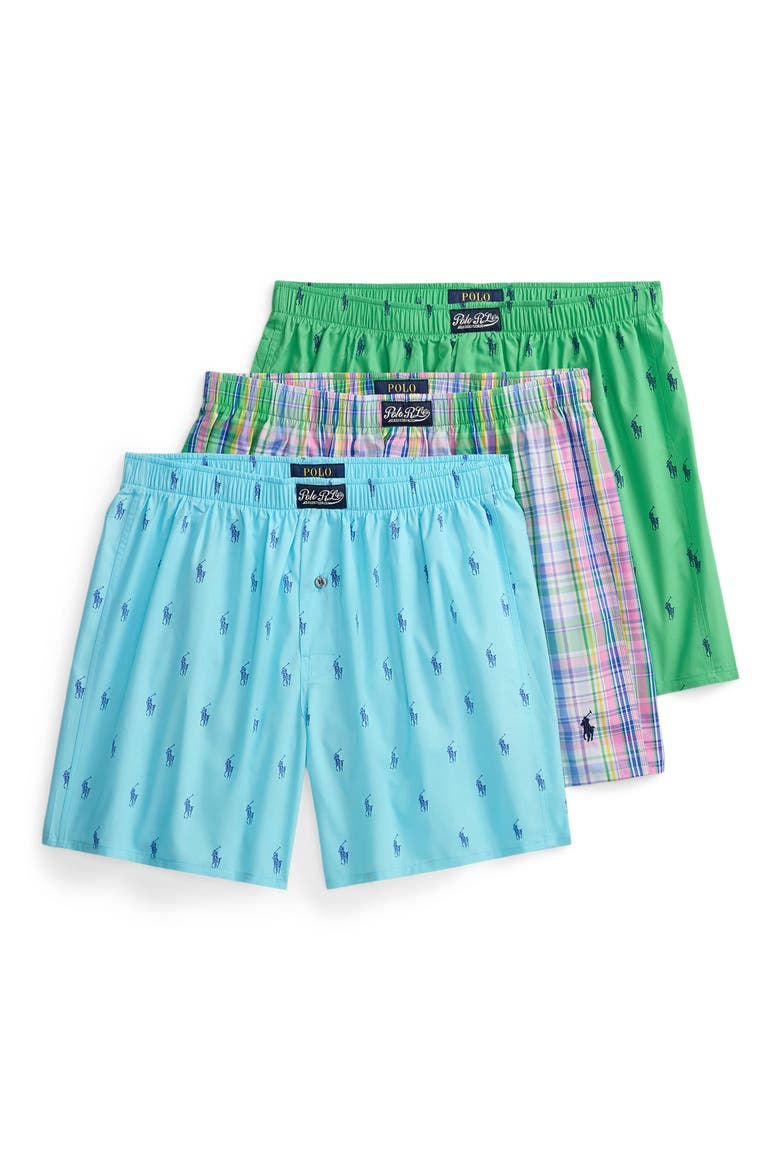 Pack of 3 Assorted Woven Cotton Boxers Gift Box, Main, color, GREENDALE PLAID VINEYARD GREEN