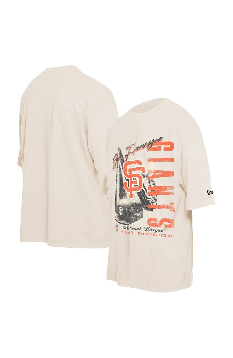 New Era Men's New Era Cream San Francisco Giants Cooperstown Collection Oversized Throwback Distressed T-Shirt, Alternate, color, 