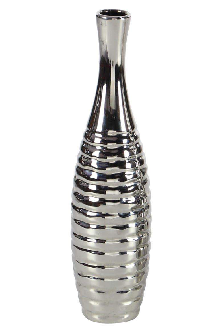 Silvertone Ceramic Glam Vase with Varying Patterns - Set of 3, Alternate, color, SILVER