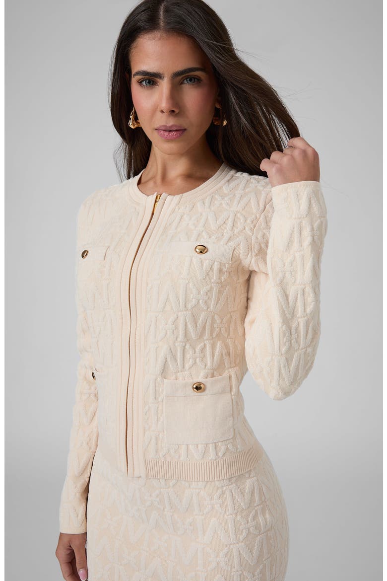 Naliya Logo Zip Cardigan, Alternate, color, OPEN WHITE