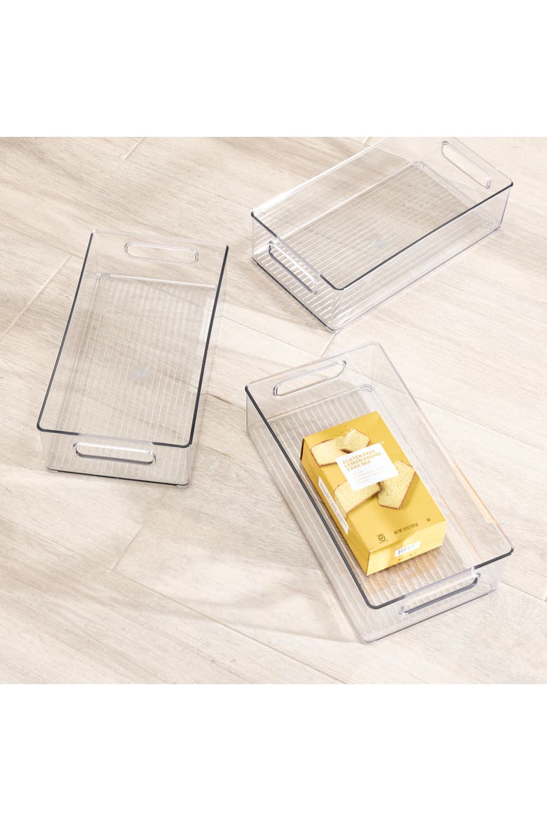 Plastic Stackable Fridge Bin with Handles, Set of 3, Clear, Made in USA, Alternate, color, Clear