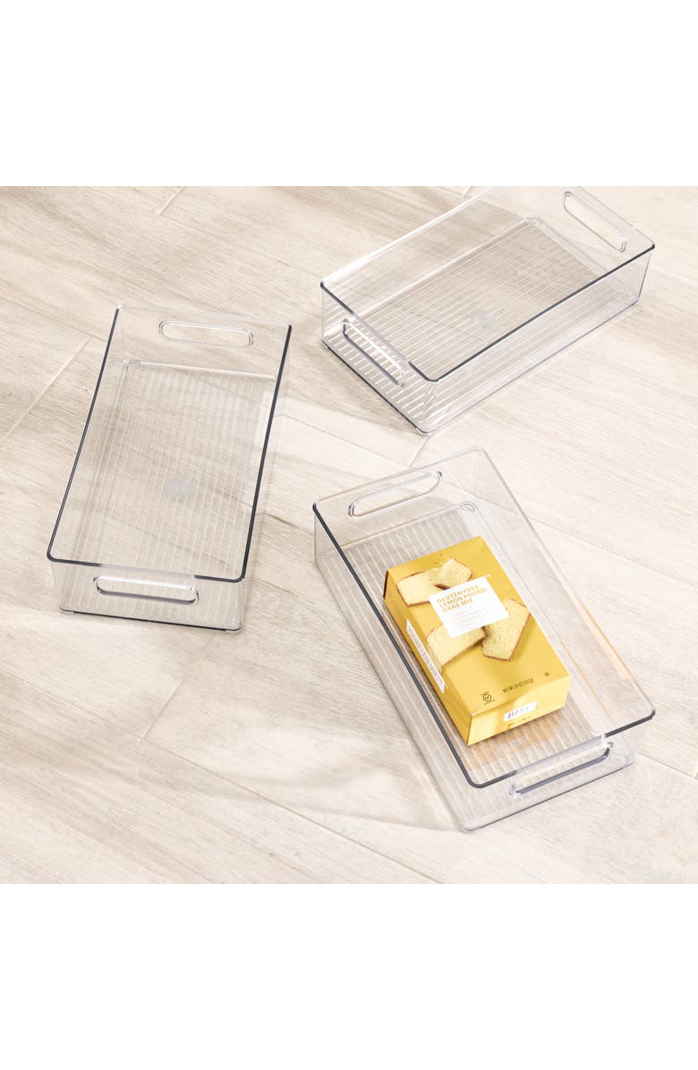 iDesign Plastic Stackable Fridge Bin with Handles, Set of 3, Clear, Made in USA, Alternate, color, Clear