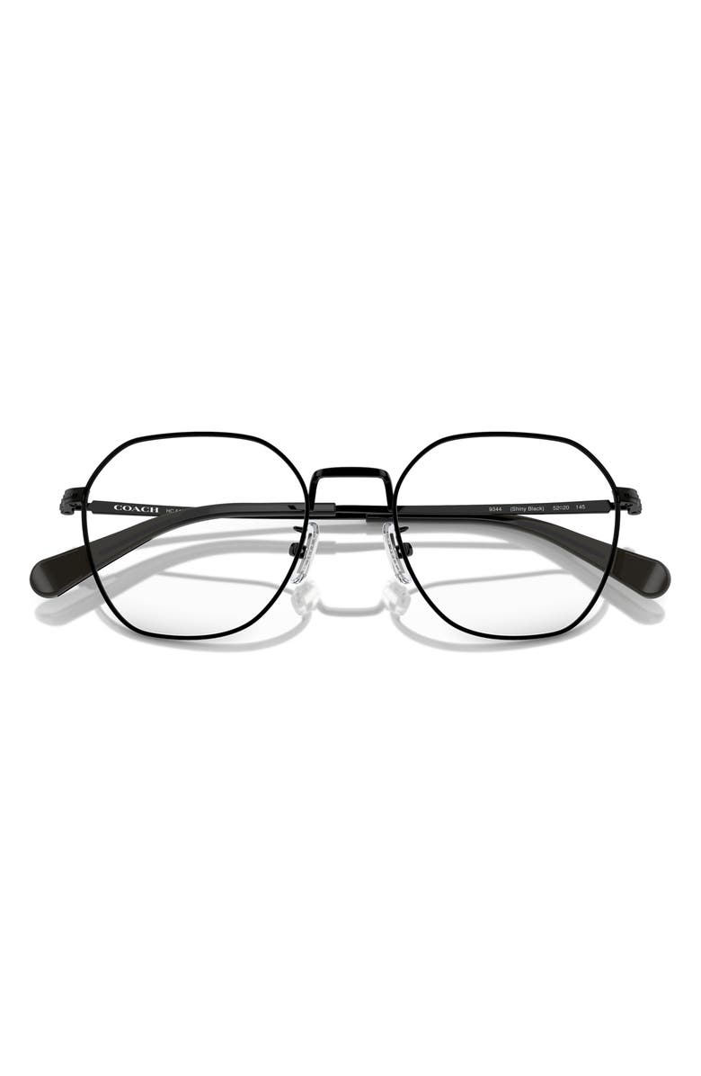 COACH 52mm Irregular Optical Glasses, Alternate, color, Shiny Black / Demo Lens