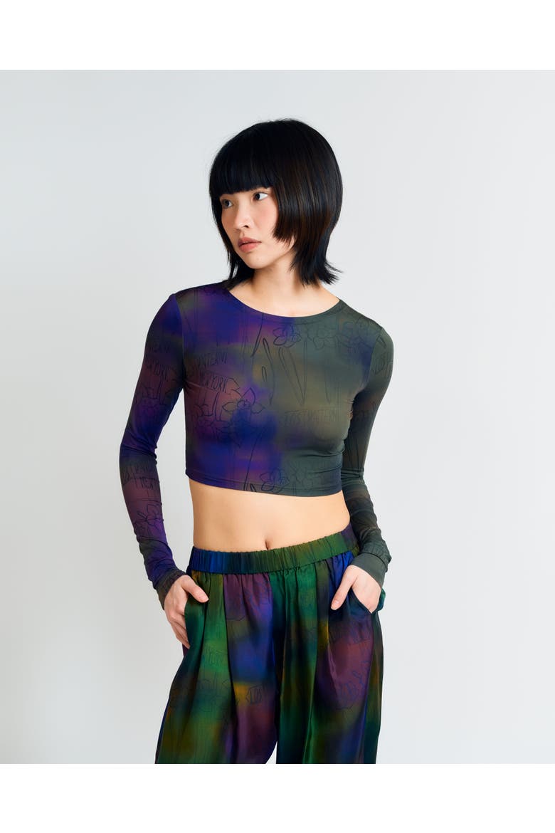 "Brooklyn" Long Sleeve Crop Top, Main, color, Green