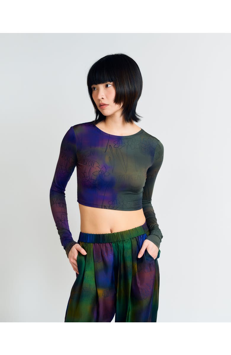 Lost Pattern NYC "Brooklyn" Long Sleeve Crop Top, Main, color, Green