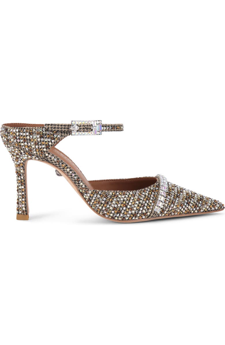 Kurt Geiger London Embellished Pointed Toe Ankle Strap Pump, Main, color, Beige