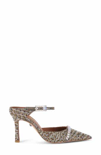 Embellished Pointed Toe Ankle Strap Pump