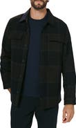 7 Diamonds Windowpane Check Wool Blend Button-Up Overshirt