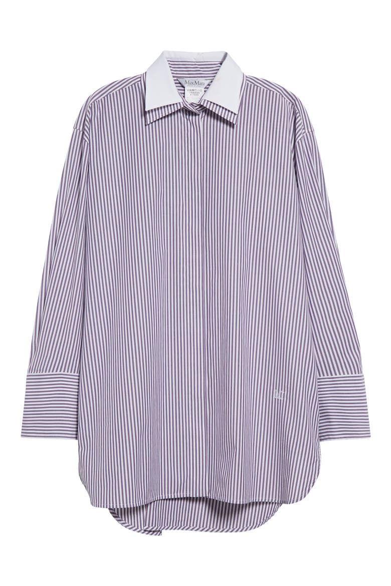 Tubinga Stripe Stretch Cotton Button-Up Shirt, Alternate, color, PURPLE