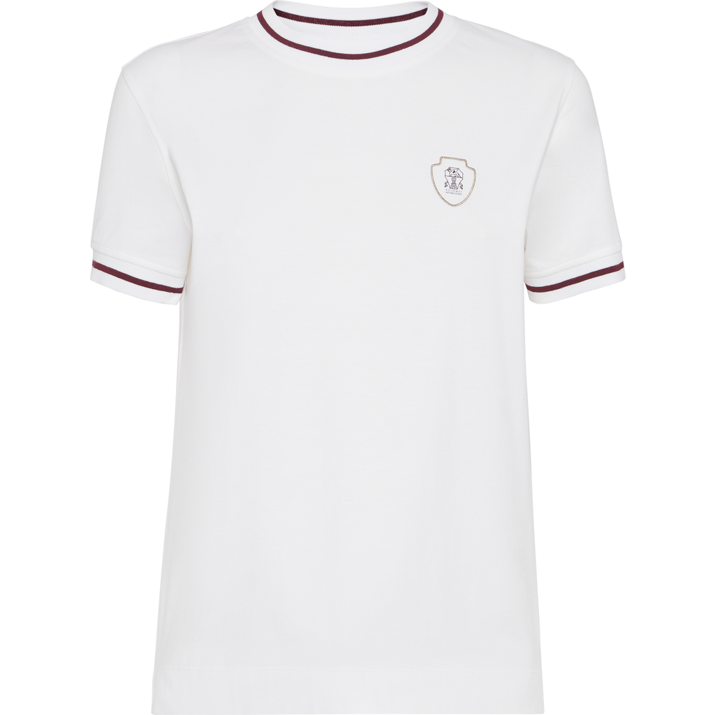 Brunello Cucinelli Techno Jersey Embellished T-shirt In White