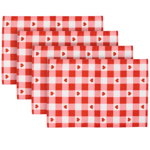 Checkered Hearts Valentine's Day Placemats - 18" - Set of 4