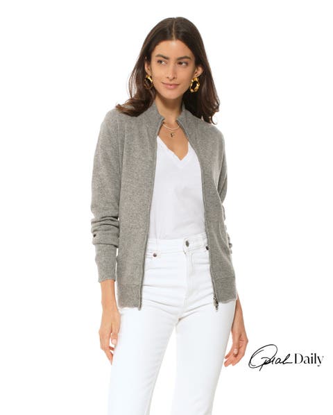 Pure Cashmere Double Slider Slider Zip Cardigan