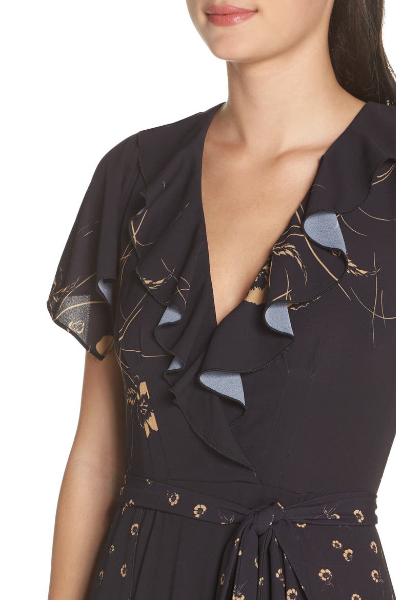 Mahi Faux Wrap Maxi Dress, Alternate, color, UTILITY BLUE/ GOLD
