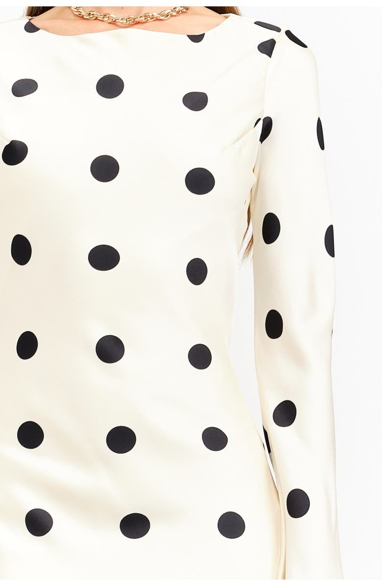 Sisterly Clara Polka-Dot Long Sleeve Gown, Alternate, color, Polka Dot Cream
