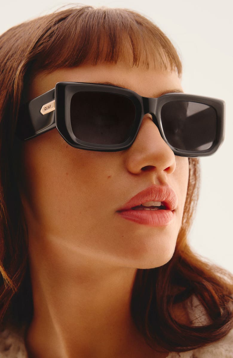 QUAY Tell Me More 54mm Square Sunglasses, Alternate, color, Black/Smoke