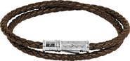 Thompson of London Men's Clover Leather Double Wrap Bracelet