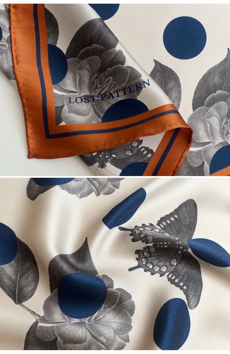 Lost Pattern Noir Floral Silk Pocket Square, Alternate, color, Orange