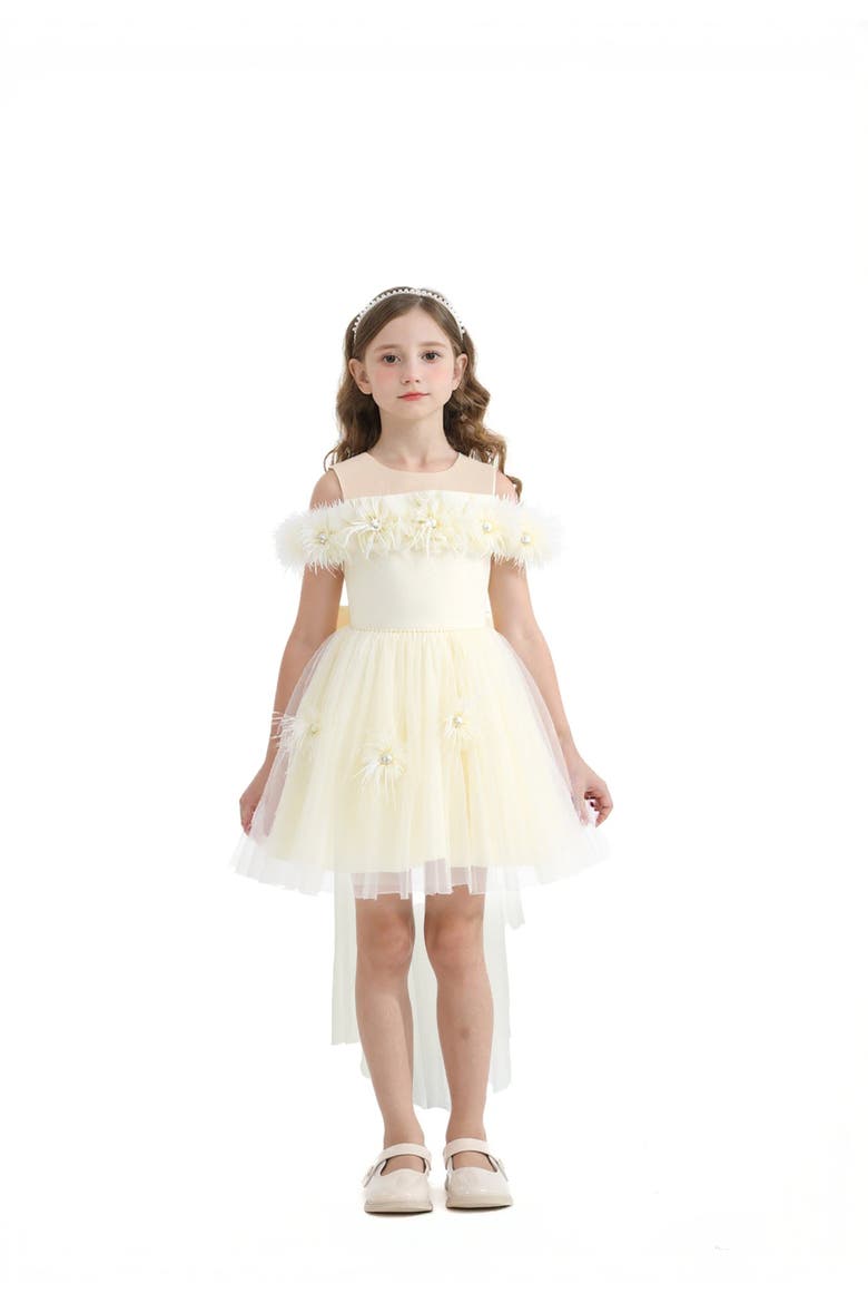 Floral Tulle Gown, Alternate, color, Ivory