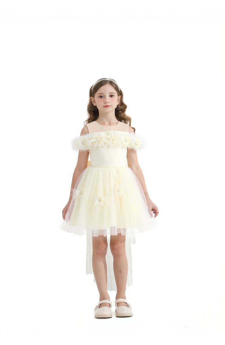 Tulleen Floral Tulle Gown, Alternate, color, Ivory