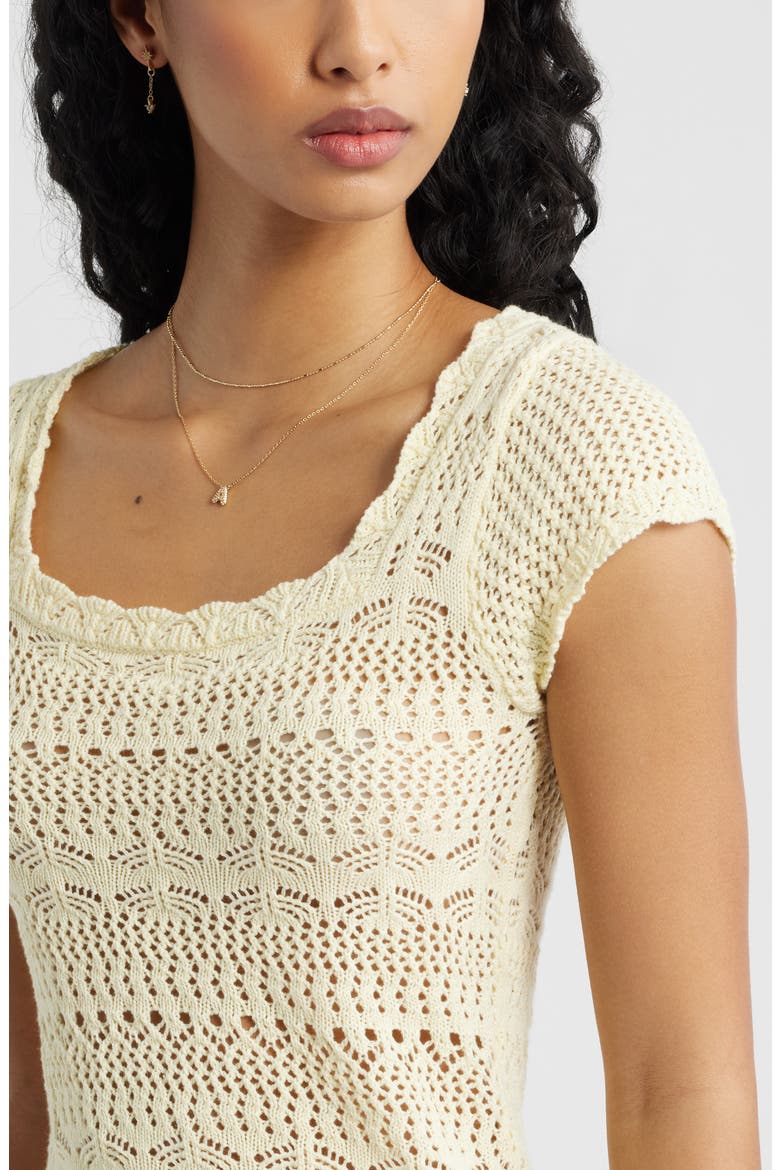 Cotton Pointelle T-Shirt, Alternate, color, YELLOW FROST
