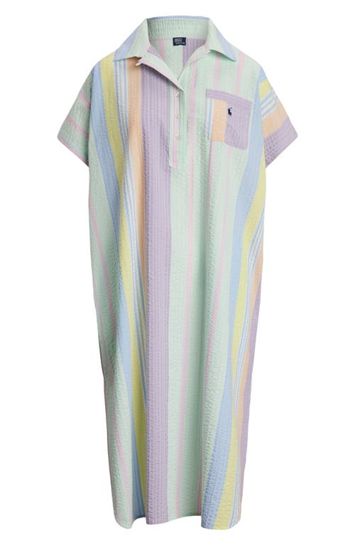 Polo Ralph Lauren Stripe Cotton Seersucker Sleepshirt In Coastal Stripe