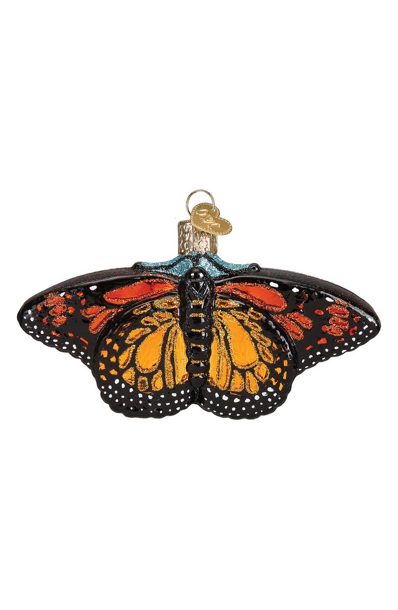 Old World Christmas Monarch Butterfly Glass Ornament, Main, color, Yellow/ Orang/ Black