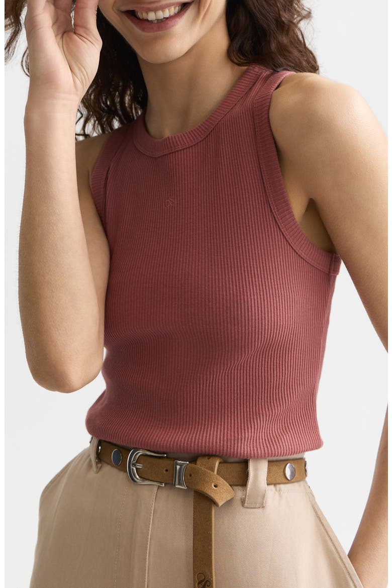 Stretch Cotton Rib Tank, Alternate, color, WITHERED ROSE