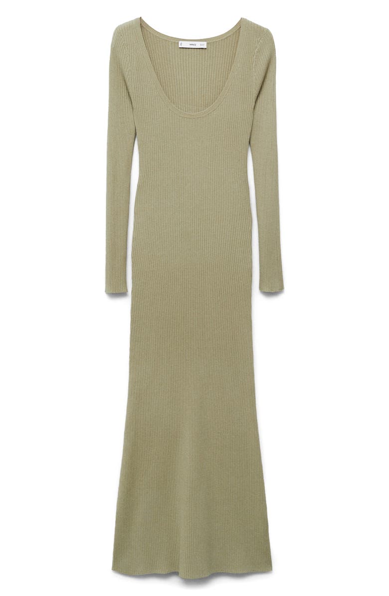 MANGO Long Sleeve Rib Midi Dress, Alternate, color,